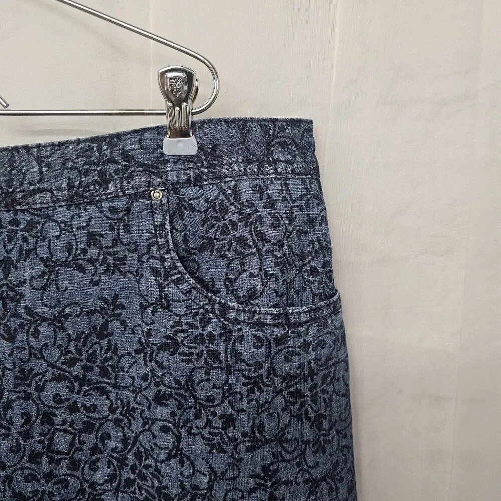 Karen Scott Blue Chambray Floral Skort Mini Boho Cottagecore 18 - Picture 3 of 10